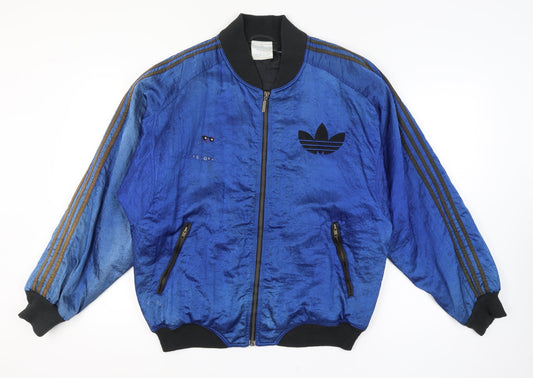 Additional front view of Adidas men’s blue m vintage 90s track jacket full zip