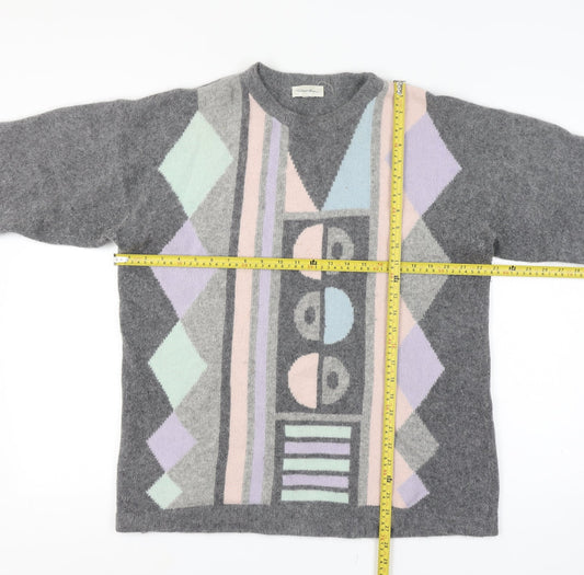Peter Hahn XL Women’s Grey Angora Wool Argyle Jumper Size Unlabelled Vintage