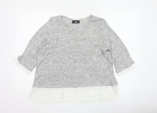 Wallis Women’s Grey UK 18 Layered Hem 3/4 Sleeve Knit Tunic Jumper
