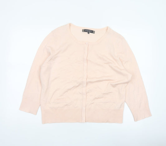 Additional front view of Principles Women Pink, size 18, Button Knit Cardigan with Pockets