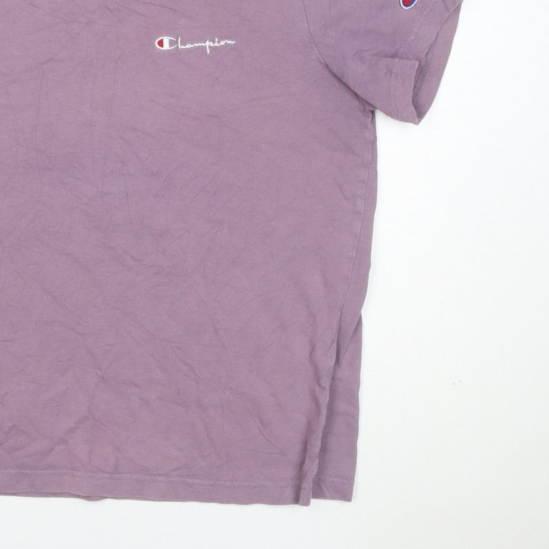 Champion Unisex Adults Purple Small Logo Crew Neck Short Sleeve T-Shirt