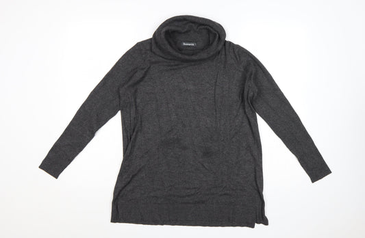 Bonmarché Women's Grey S Roll Neck Long Sleeve Tunic Jumper