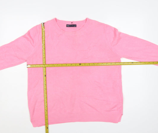Marks and Spencer Women Pink Size 16 Crew Neck Knit Pullover Jumper