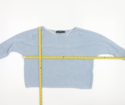 Vero Moda Women Blue S Boat Neck 3/4 Sleeve Fine Knit Pullover Jumper