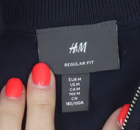 Additional view of H&M unisex blue m regular fit 1/4 zip high neck viscose jumper