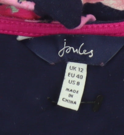 Joules Women’s Blue Floral Fit & Flare Knee Length Dress UK 12