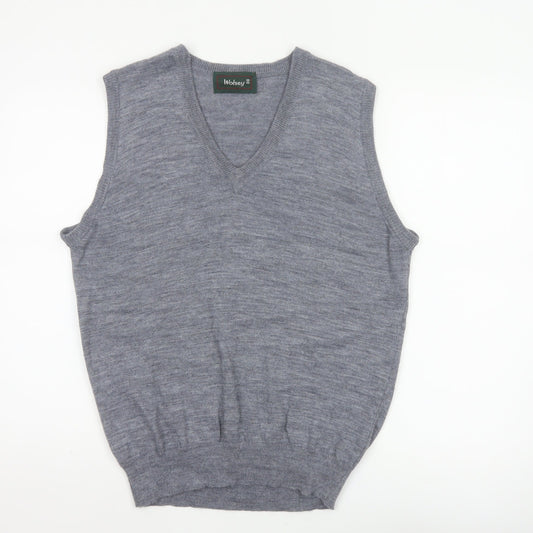 Back view of Wolsey Men’s Grey M V-Neck Knit Sleeveless Jumper Vest Classic