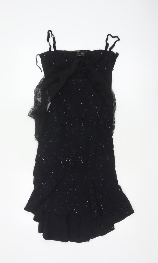 Mariella Burani Women Black UK 8 Sequin Lace Mermaid Evening Dress