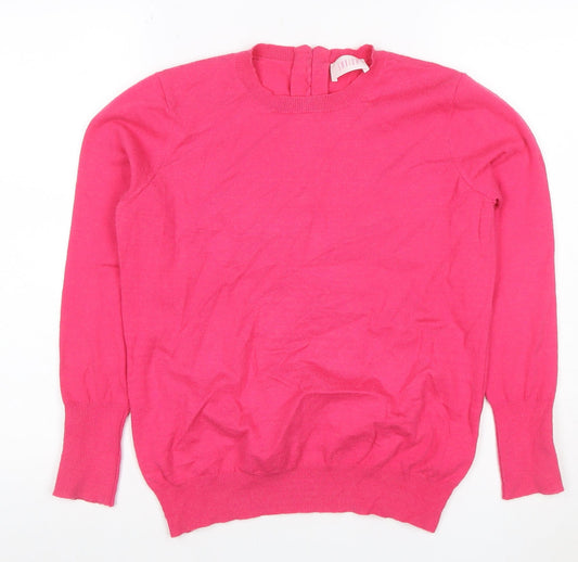 Savida Women’s Pink Pearl Button Back Crew Neck Jumper UK 14