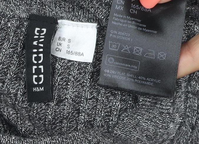 H&M Divided Women’s Grey Rib Knit Slim Fit Jumper Size S