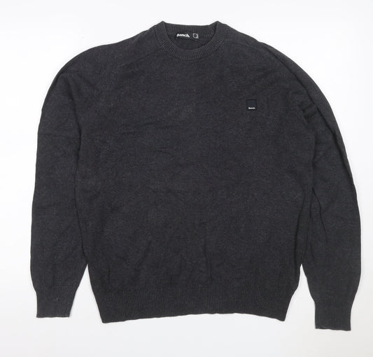 Back view of Bench. Men’s Grey L Crew Neck Logo Knit jumper