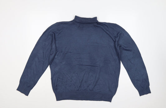 Back view of Tenue de Golfzoy Men’s Blue L Roll Neck Knit Pullover Golf Jumper