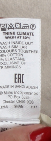 Marks & Spencer Women Beige UK 14 Short Straight Trousers