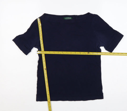 Lauren Ralph Lauren Women Navy Petite S Cotton Basic T-Shirt