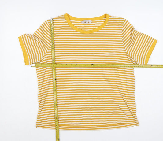 Back view of Red Herring Women’s Yellow White Stripe Ringer T-Shirt UK 16