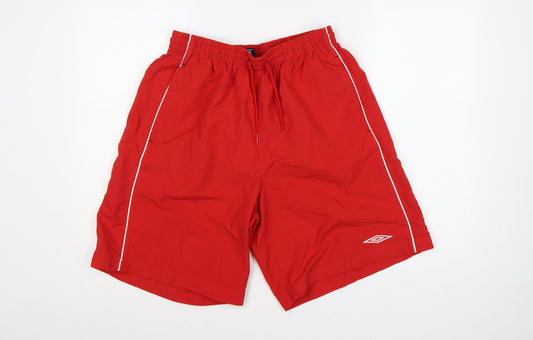 Additional front view of Umbro Men’s Red L Swim Shorts Mesh Lined Drawstring Sports