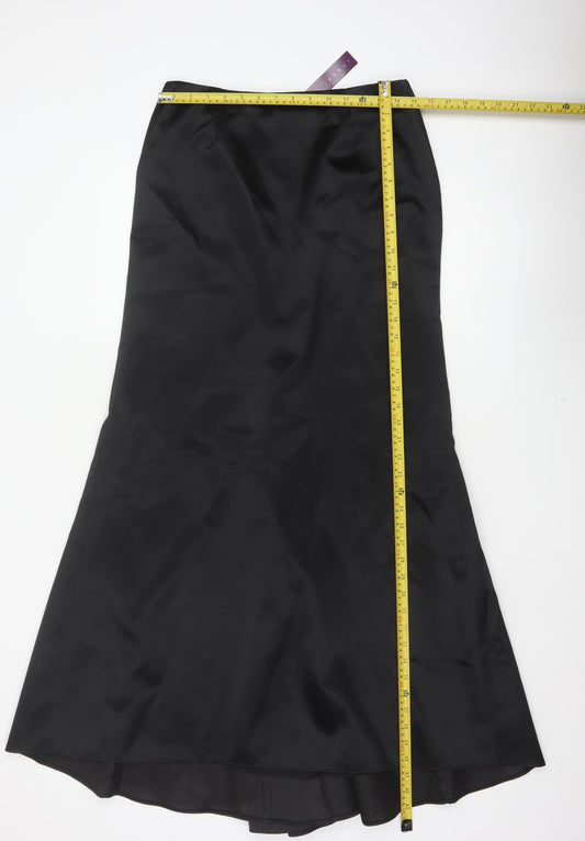 Debenhams Debut Women Black UK 12 Long Flare Satin Formal Skirt