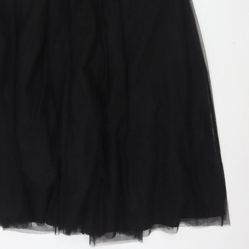 Inayah Women Black S Maxi Chiffon Layered Lined Skirt