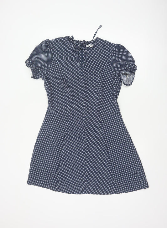 Marks & Spencer Women Blue UK 10 Alexa Chung Polka Dot Fit & Flare Dress