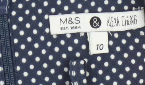 Marks & Spencer Women Blue UK 10 Alexa Chung Polka Dot Fit & Flare Dress