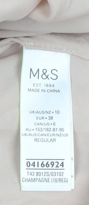 Marks & Spencer Women Beige UK 10 Lace A-Line Midi Party Dress