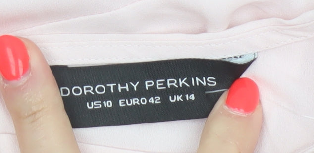 Additional view of Dorothy Perkins Women’s Pink UK 14 Tunic Blouse Flutter Sleeves
