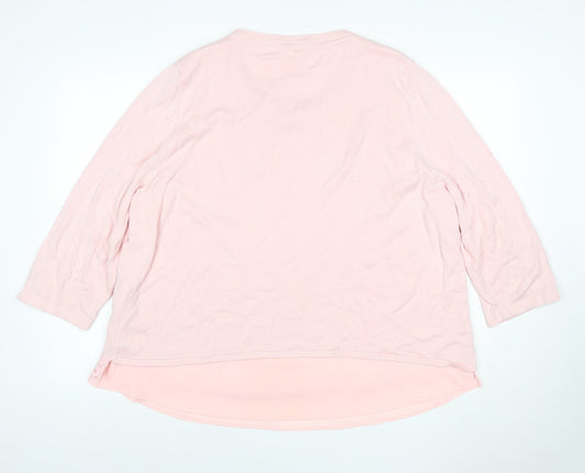 Together Women’s Pink UK 22 3/4 Sleeve Lace Hem Scoop Neck Jumper