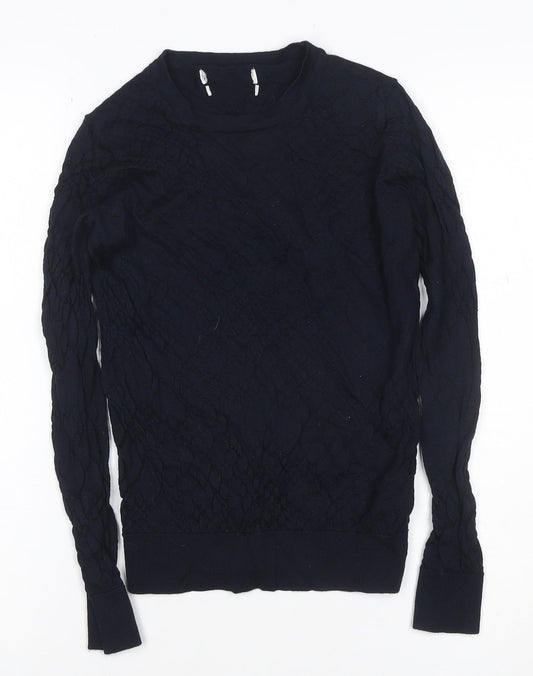 Marks and Spencer Women's Blue UK 6 Cable Knit Crew Neck Jumper
