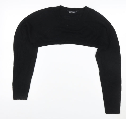 Yours Women Black UK 18-20 Cropped Shrug Crew Neck Knit Jumper