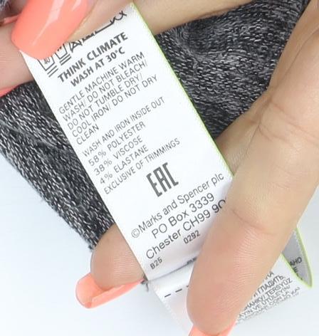 Marks and Spencer Women Grey Marl Size 10 Jumper Dress Roll Neck Stretch