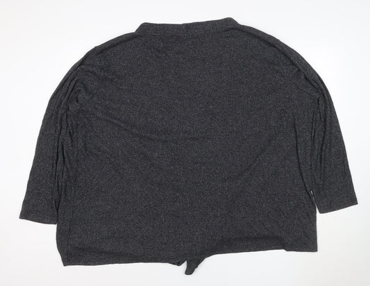 JD Williams Women Black Size 24 Wrap Cardigan V-Neck 3/4 Sleeve