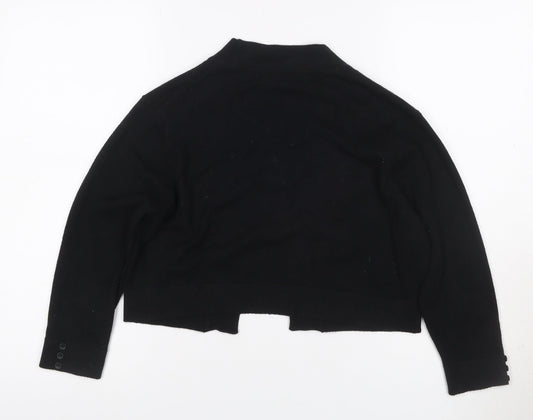 Pomodoro Women Black UK 12 Open Knit Cardigan Long Sleeve