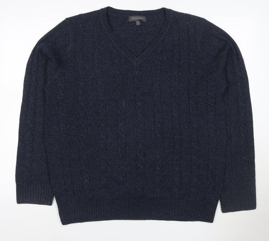 Back view of Sfera Urban Men’s Blue XL Cable Knit V-Neck jumper