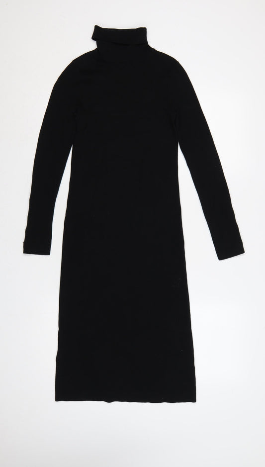 Sonsandar Women Black Size 8 Long Roll Neck Knit Jumper Dress