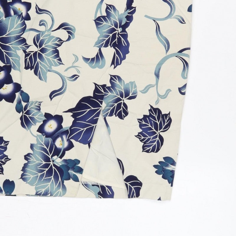 Oasis Women Blue Floral Pencil Knee Length Skirt UK 10