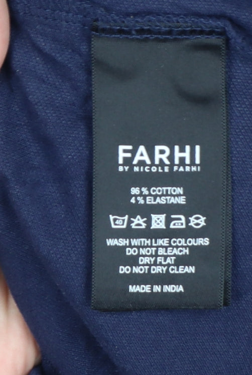 Farhi Mens Blue L Cotton Stretch Short Sleeve Pocket Polo Shirt