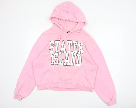 Divided H&M Women’s Pink L State Island NYC Graphic Pullover Hoodie