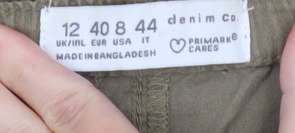 Primark Women Brown Khaki Jogger Trousers UK 12 Elastic Waist