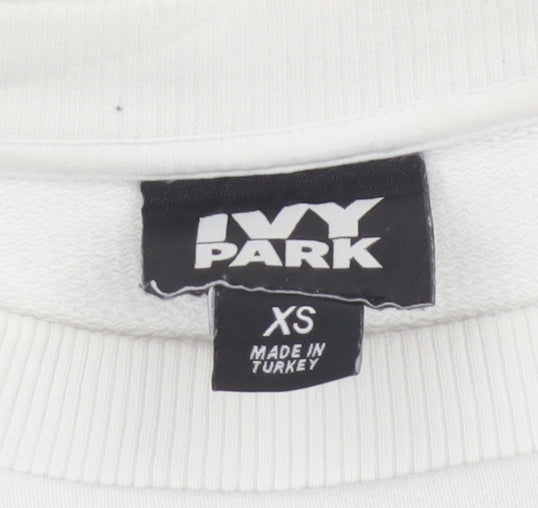Additional view of Ivy Park Women White XS Cropped Jersey T-Shirt Purple Logo