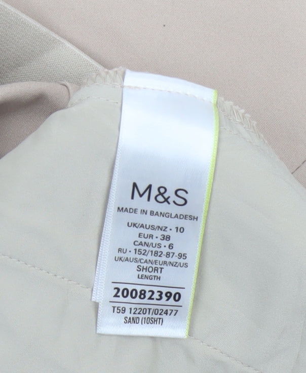Marks & Spencer Women’s Beige Size 10 Short High Rise Tapered Stretch Trousers