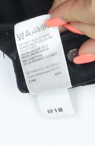 Marks and Spencer Women Black UK 20 Velvet Bootcut Stretch Trousers