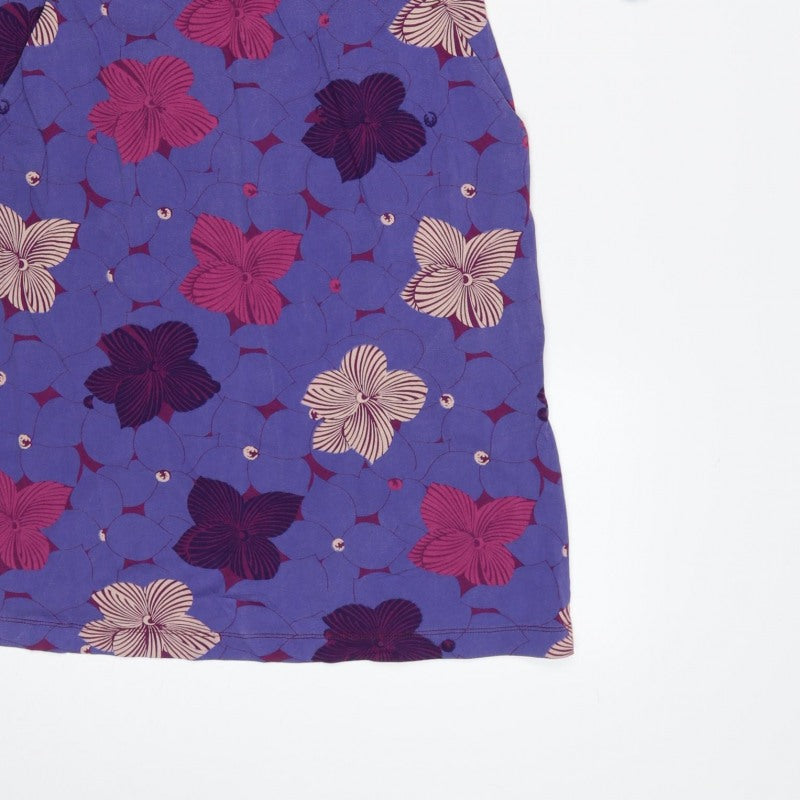 White Stuff Women’s Purple Floral A-Line Knee Length Dress Size 10