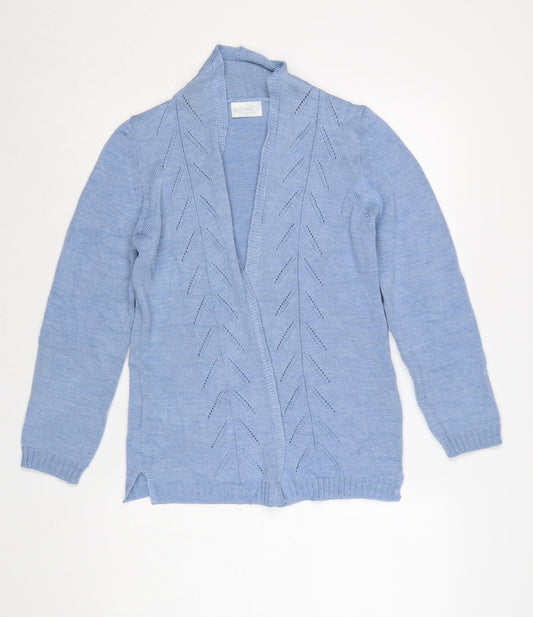 Additional front view of Cotswold Collections Women Blue S Open Knit Merino Wool Cardigan