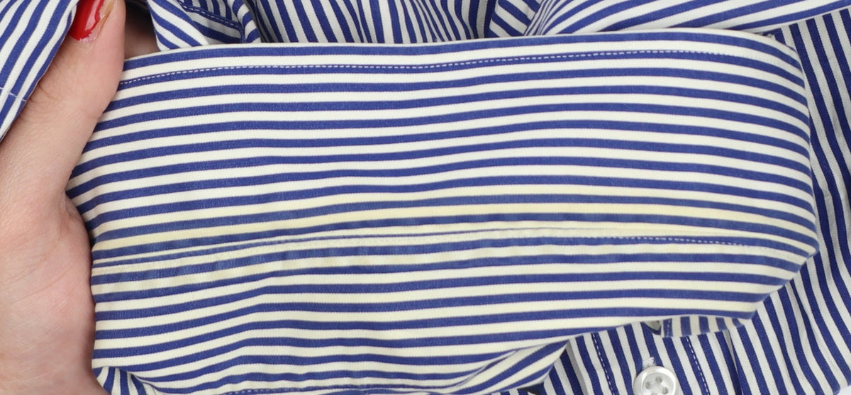 Polo Ralph Lauren Men’s Blue Stripe Cotton Shirt 15.5 Point Collar