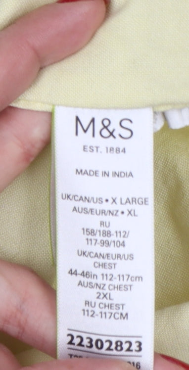Marks & Spencer Men Yellow XL Oxford Button-Down Short Sleeve Shirt