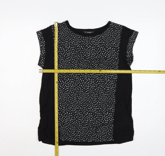 Back view of Dunnes Women Black Polka Dot Short Sleeve Slim T-Shirt, size S