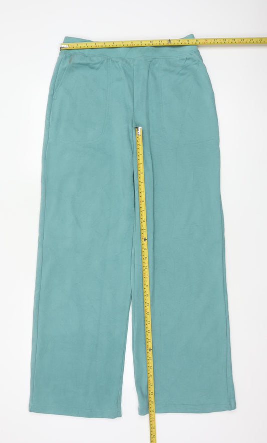 Lands' End Women's Green S Wide-Leg Sweatpants Elastic Waist Pockets