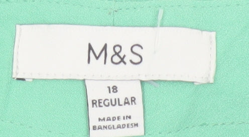 Marks & Spencer Women Green Size 18 Regular Pleated Tapered Dress Trousers