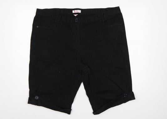 Glamorosa Women’s Black UK 24 Plus Bermuda Shorts Button Cuffs