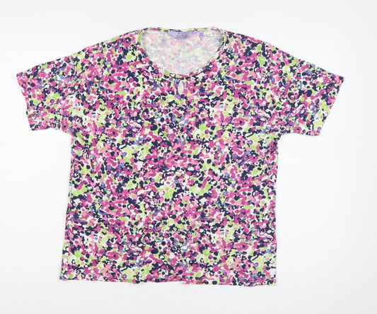 Additional front view of Honor Millburn Women’s Multicoloured Floral Cotton T-Shirt UK 14